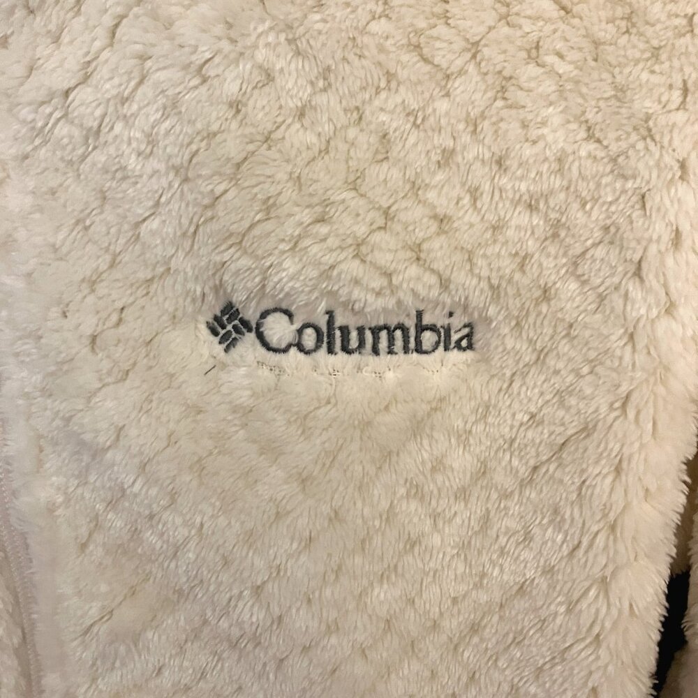 Columbia Womens NWT Beech Forest Full Zip Fleece Jacket Coat Medium Cream Ivory - Picture 2 of 8